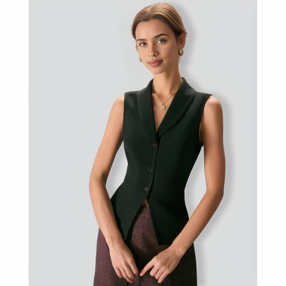 The Black Lapel Sleeveless Button Up Vest