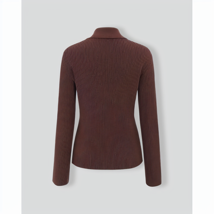 Brown Bell Sleeve Single-Breasted Cardigan
