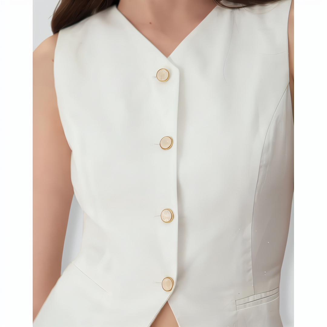The White Single-breasted Cotton Vest