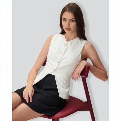 The White Single-breasted Cotton Vest