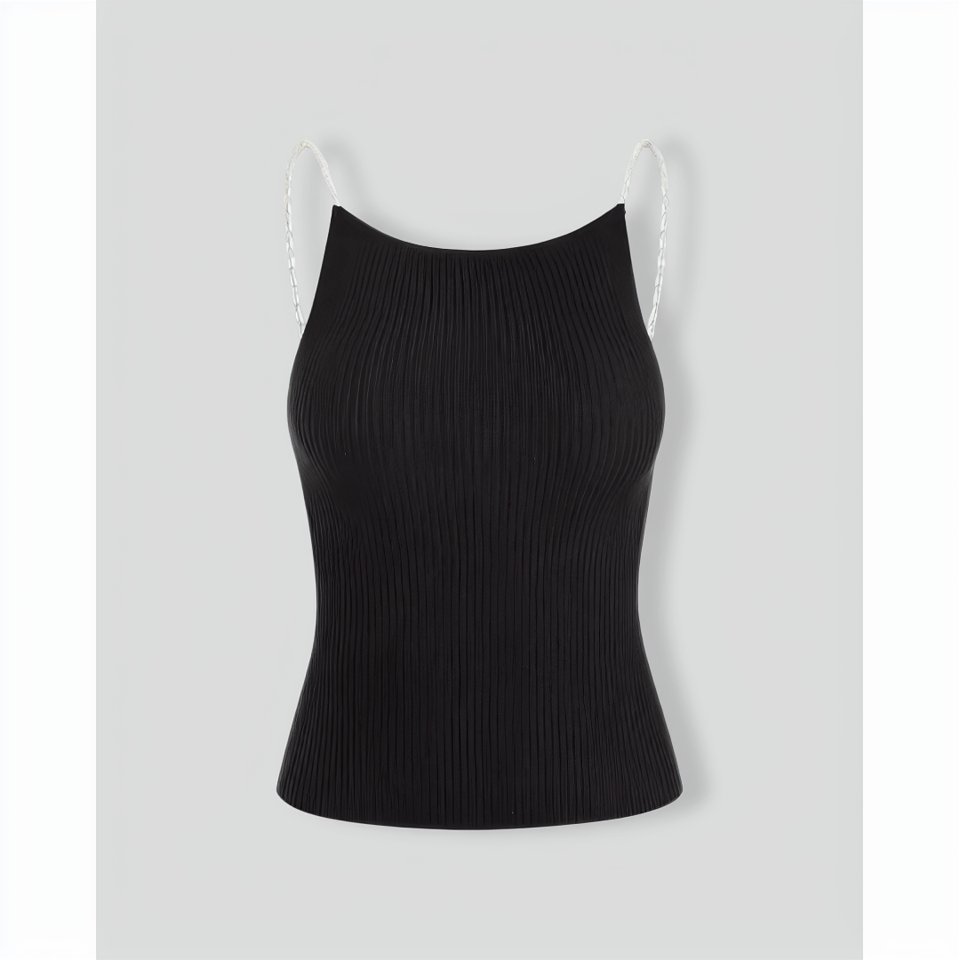 The Beaded Strap Ribbed Cami Top