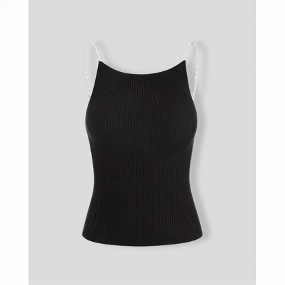 The Beaded Strap Ribbed Cami Top