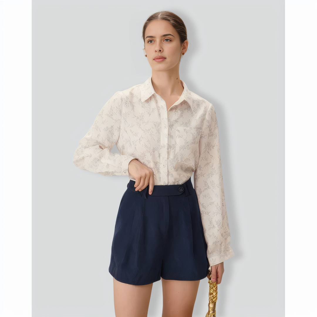 Beige Jacquard Pocket Shirt