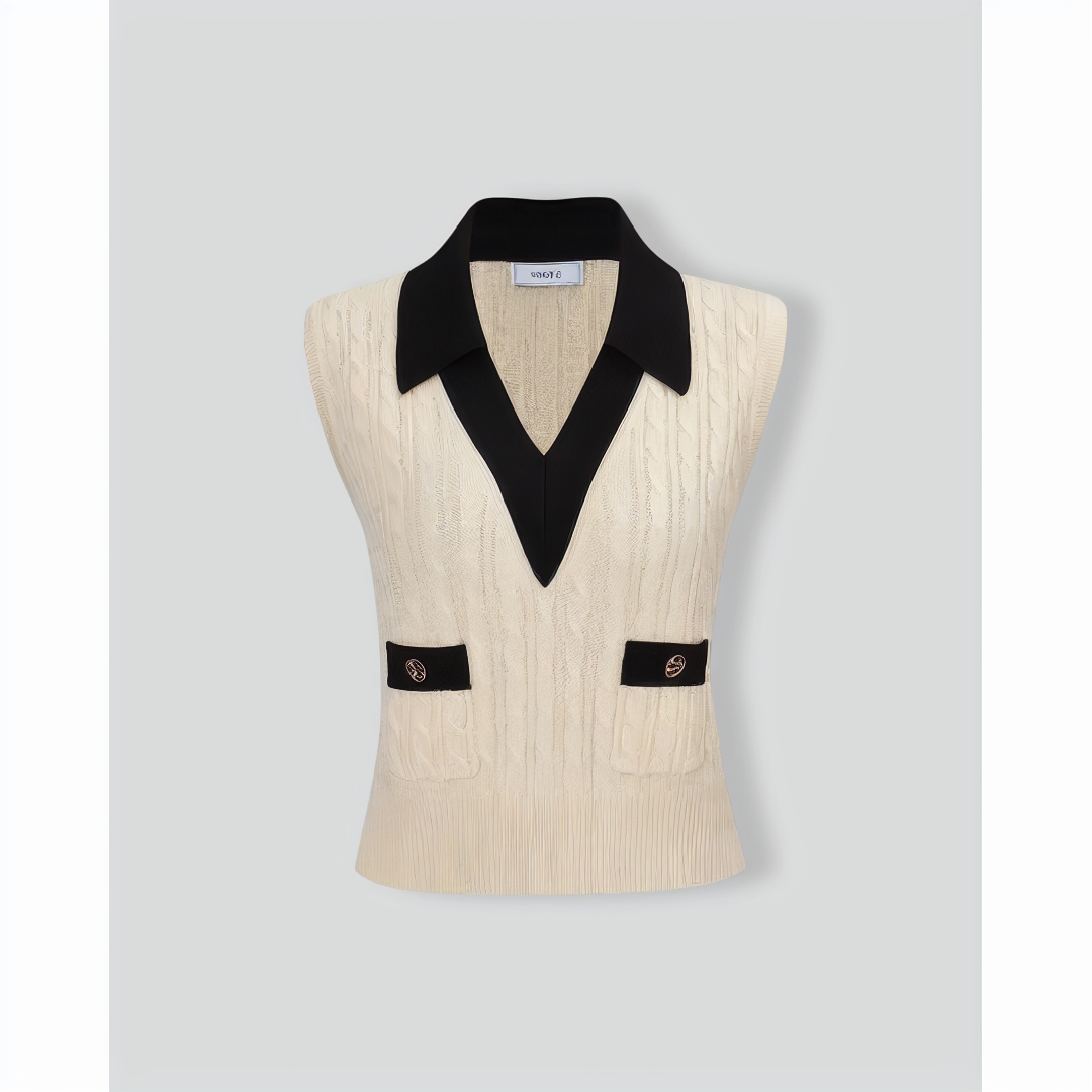 The Apricot Collared Colorblock Knit Tank Top