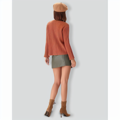 Caramel Button Slim Slit Cardigan