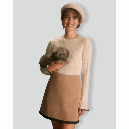 The Apricot Contrast Trim Pointelle Knit Top