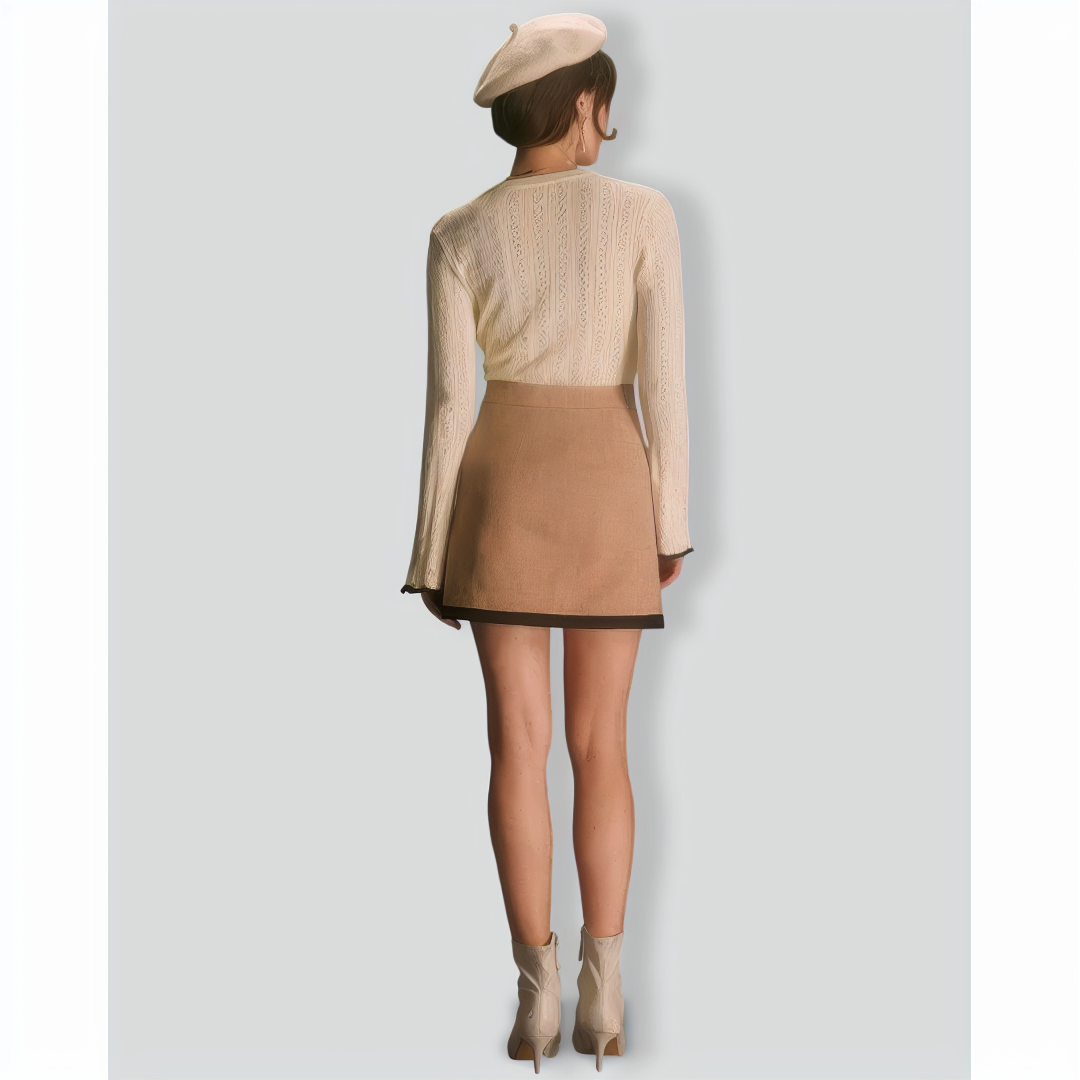 The Apricot Contrast Trim Pointelle Knit Top