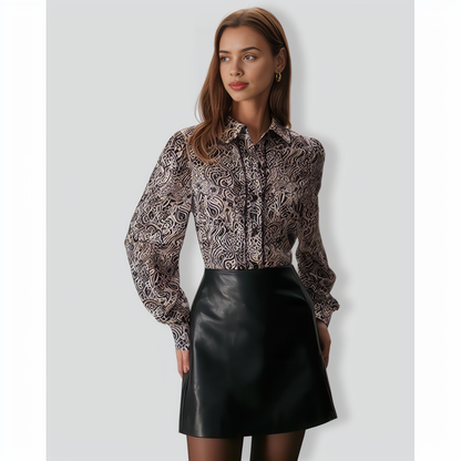 The Khaki Collared Cashew Flower Print Shirt