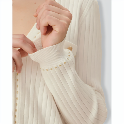 White Contrasting Single-Breasted Cardigan