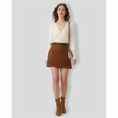 White Contrasting Single-Breasted Cardigan