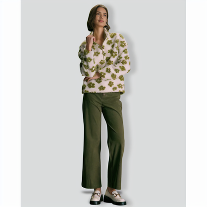 The Green Floral Half Zip Fleece Sweatshirt