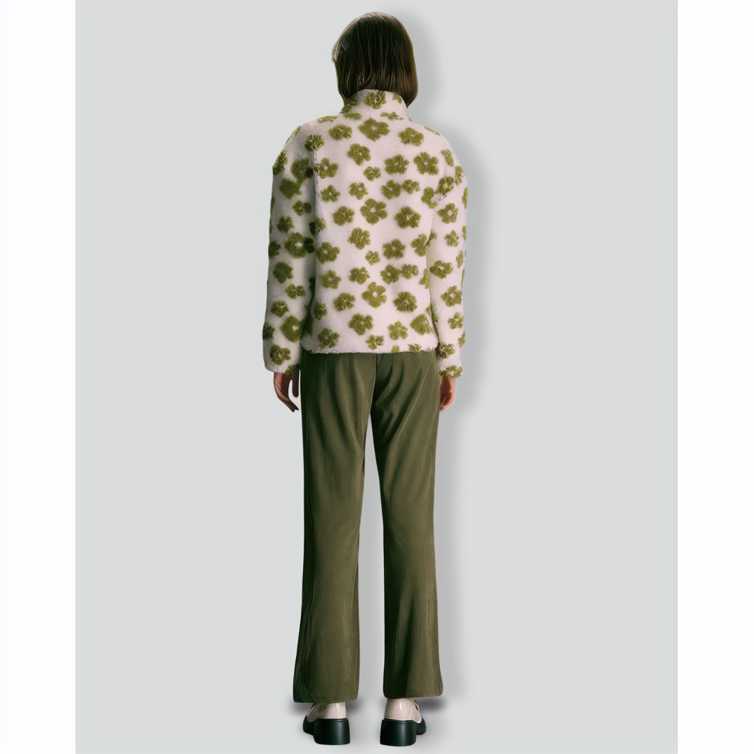The Green Floral Half Zip Fleece Sweatshirt