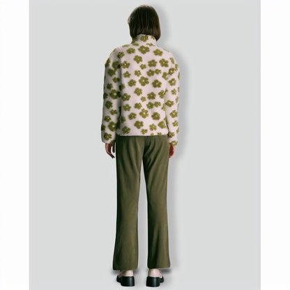 The Green Floral Half Zip Fleece Sweatshirt