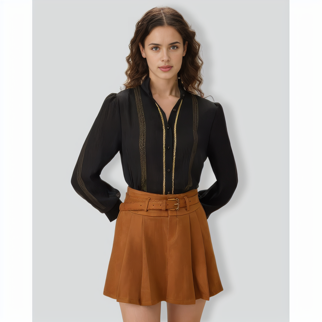 Black Sheer Ruffled Blouse