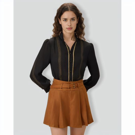 Black Sheer Ruffled Blouse