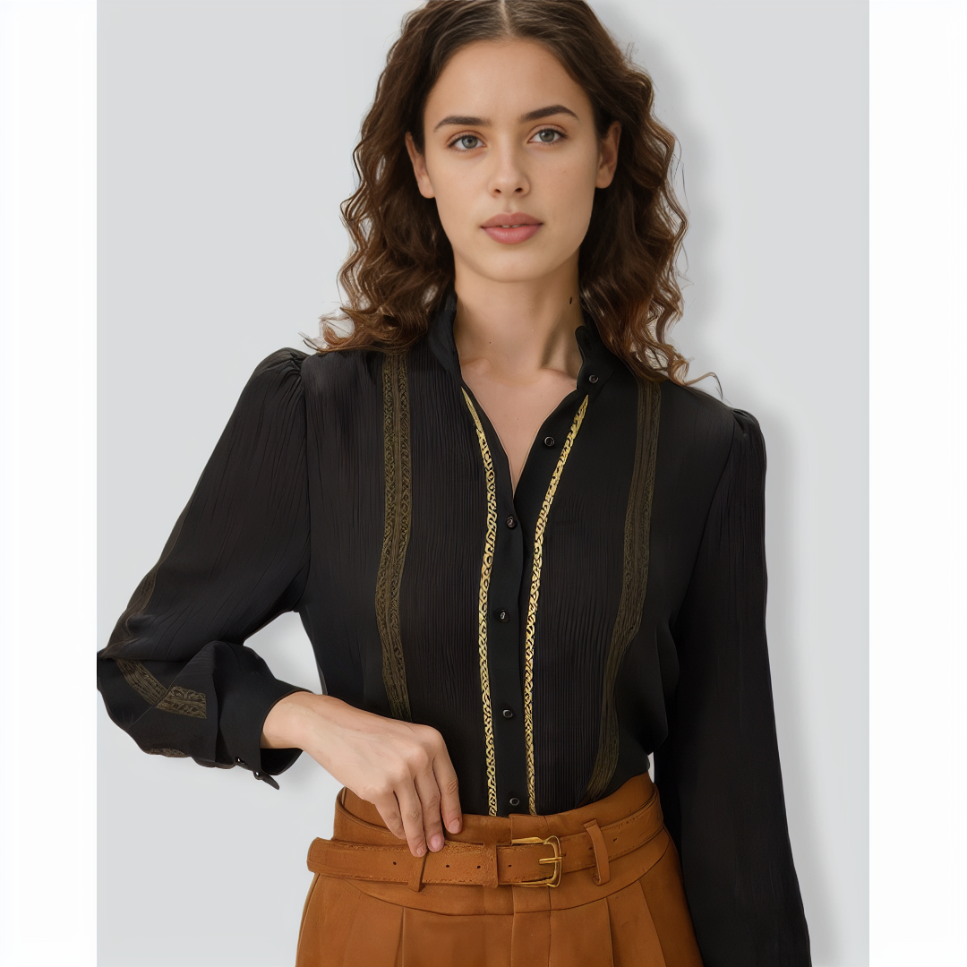 Black Sheer Ruffled Blouse