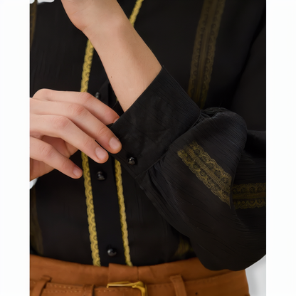 Black Sheer Ruffled Blouse