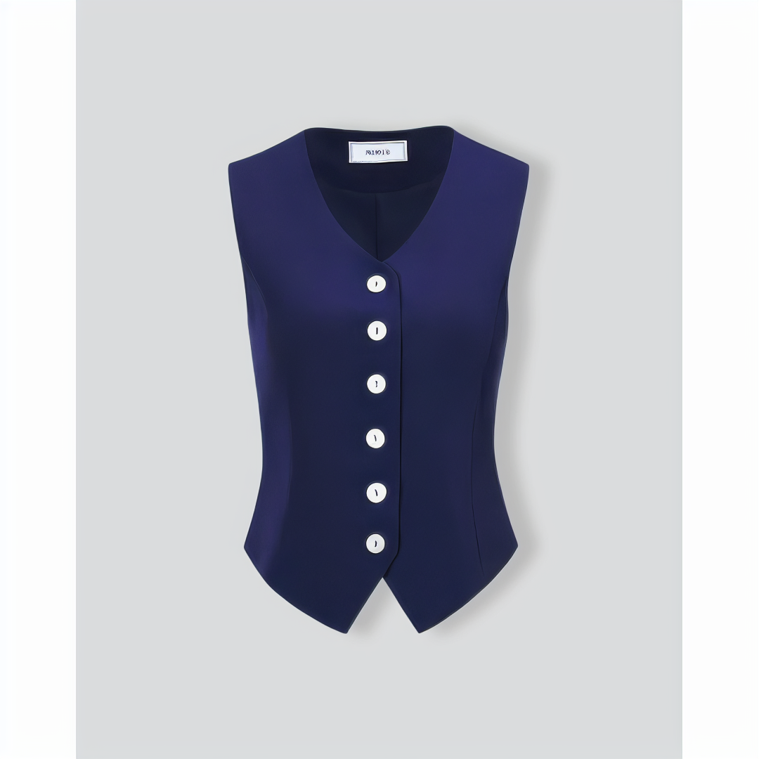 The Navy V Neck Button Up Sleeveless Vest