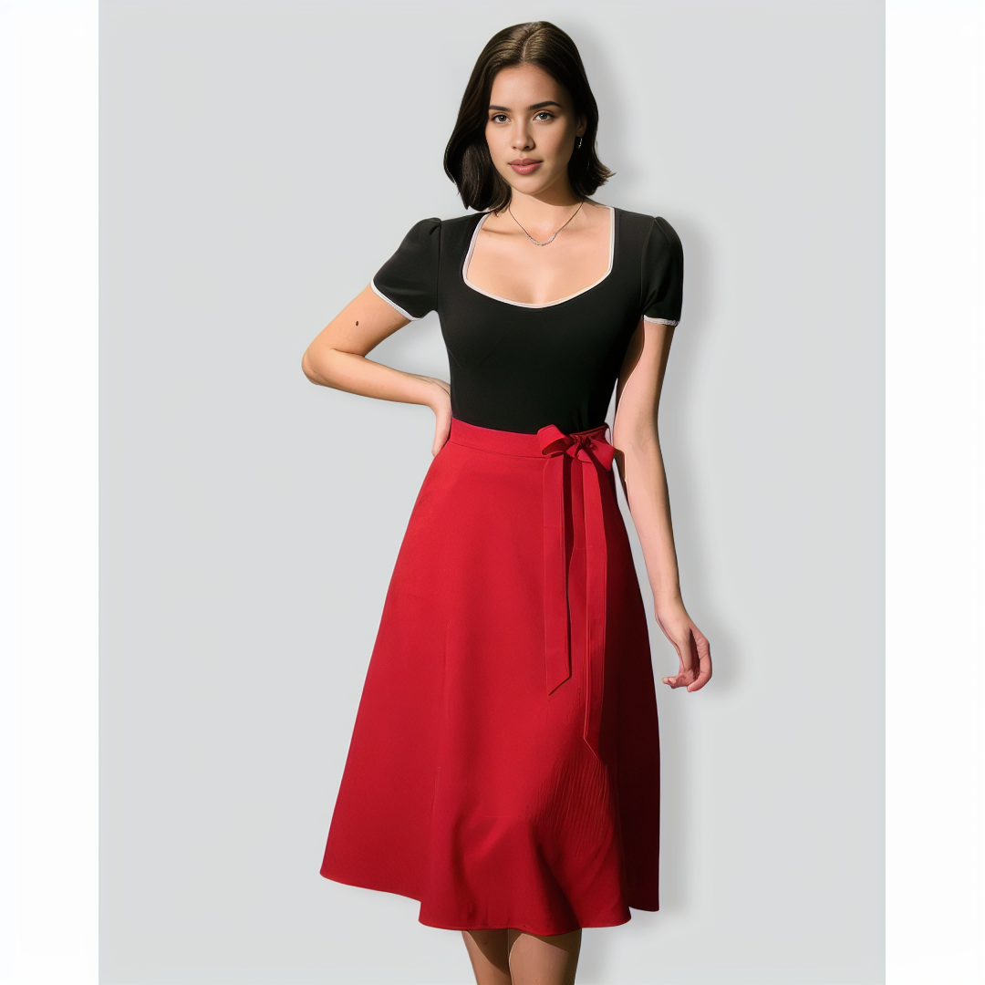 The Black Square Neck Lace Trim Tee