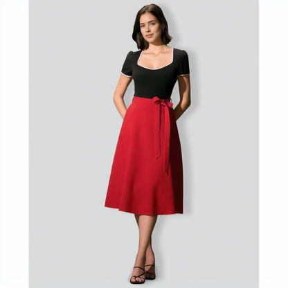 The Black Square Neck Lace Trim Tee