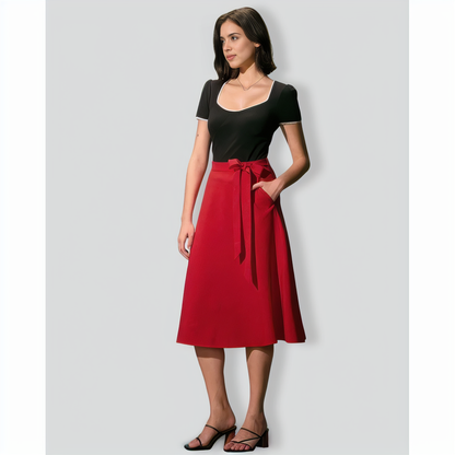 The Black Square Neck Lace Trim Tee