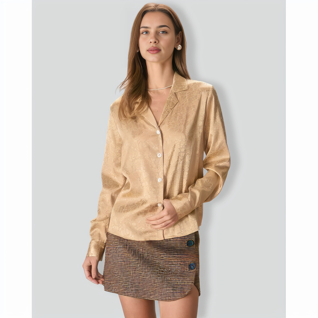 The Yellow Geometric Jacquard Satin Shirt