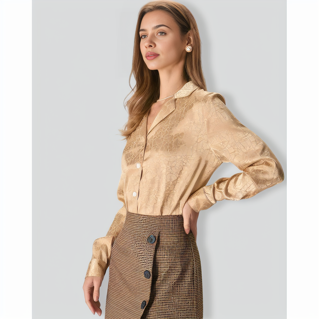 The Yellow Geometric Jacquard Satin Shirt