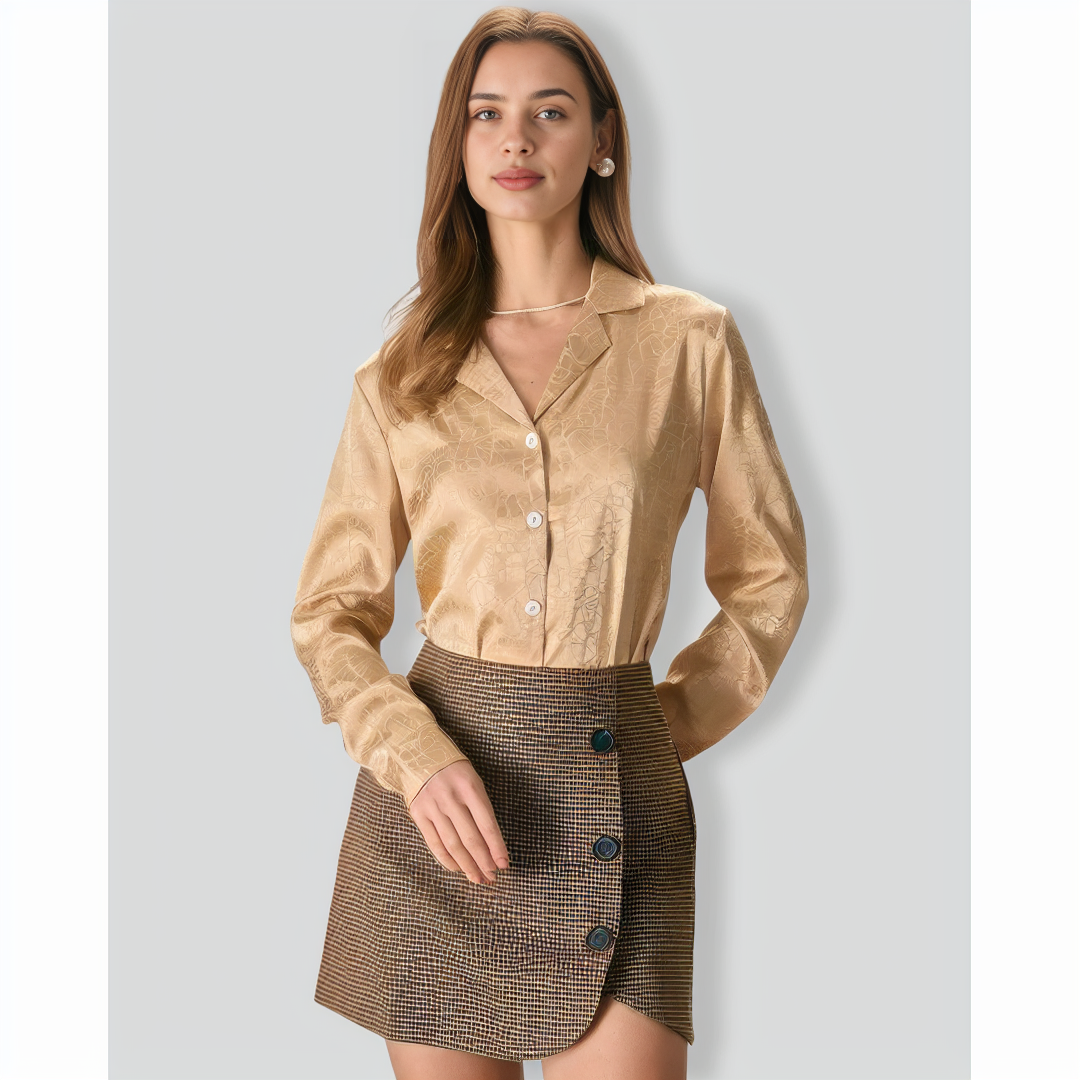 The Yellow Geometric Jacquard Satin Shirt