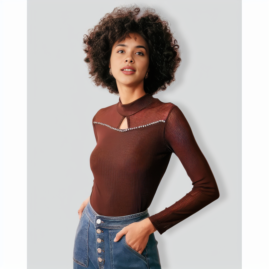 The Coffee Round Neck Cutout Ribbed Knit Top