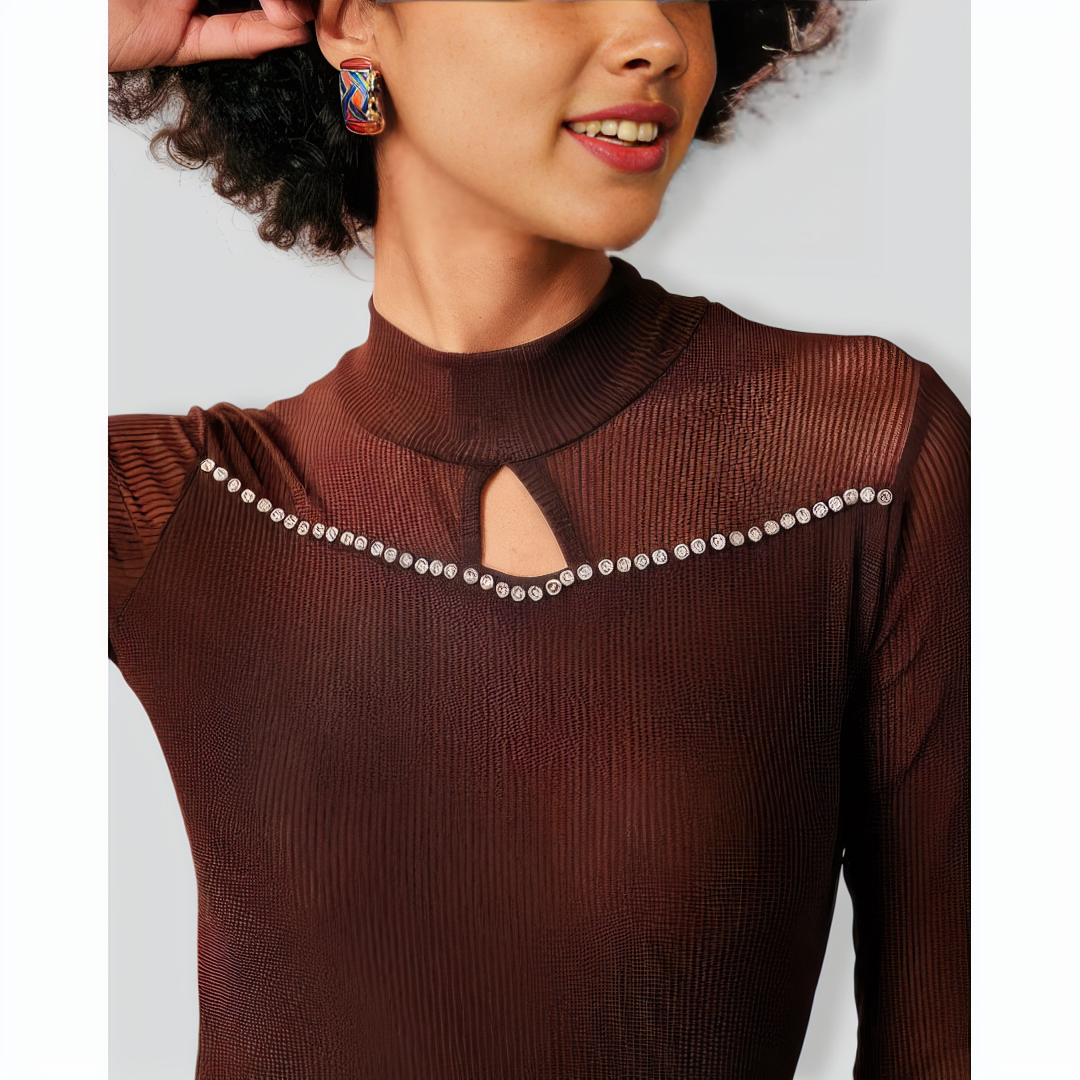 The Coffee Round Neck Cutout Ribbed Knit Top