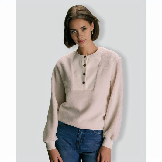 The Beige Teddy Patchwork Sweatshirt