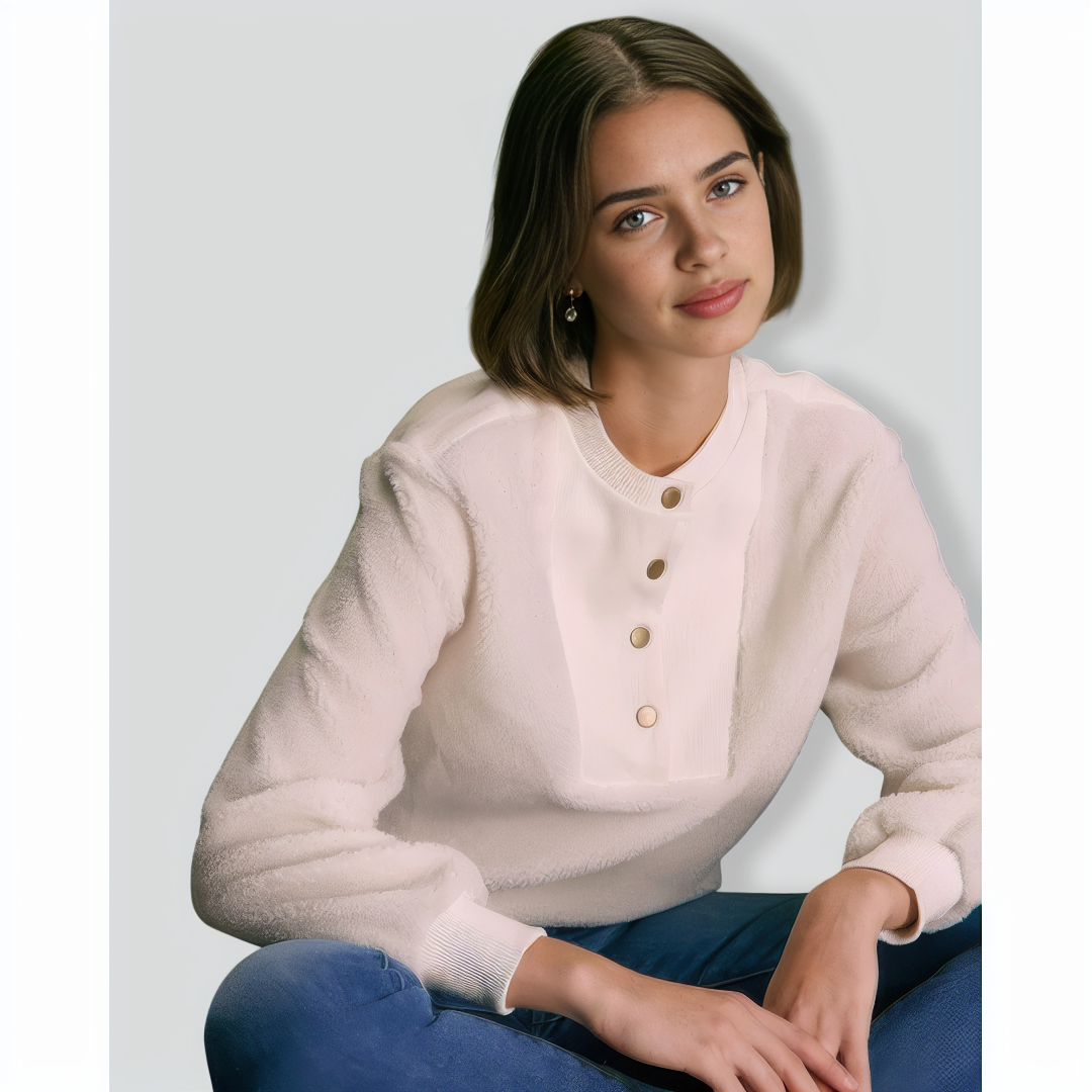 The Beige Teddy Patchwork Sweatshirt