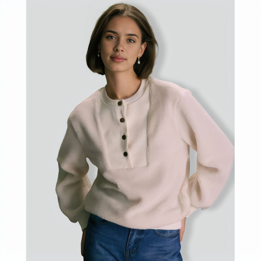 The Beige Teddy Patchwork Sweatshirt