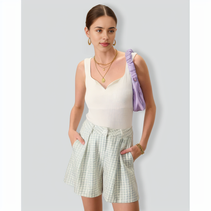 Women's White Knitted Ribbed Tank Top