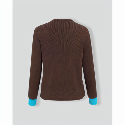 Brown Contrasting Single-Breasted Cardigan