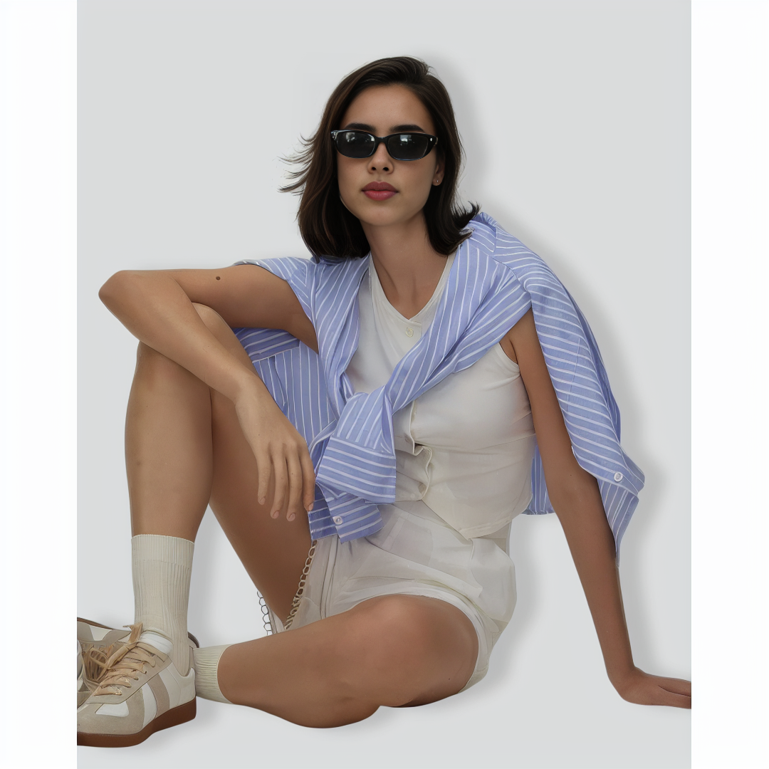 The White V Neck Button Knit Tank Top