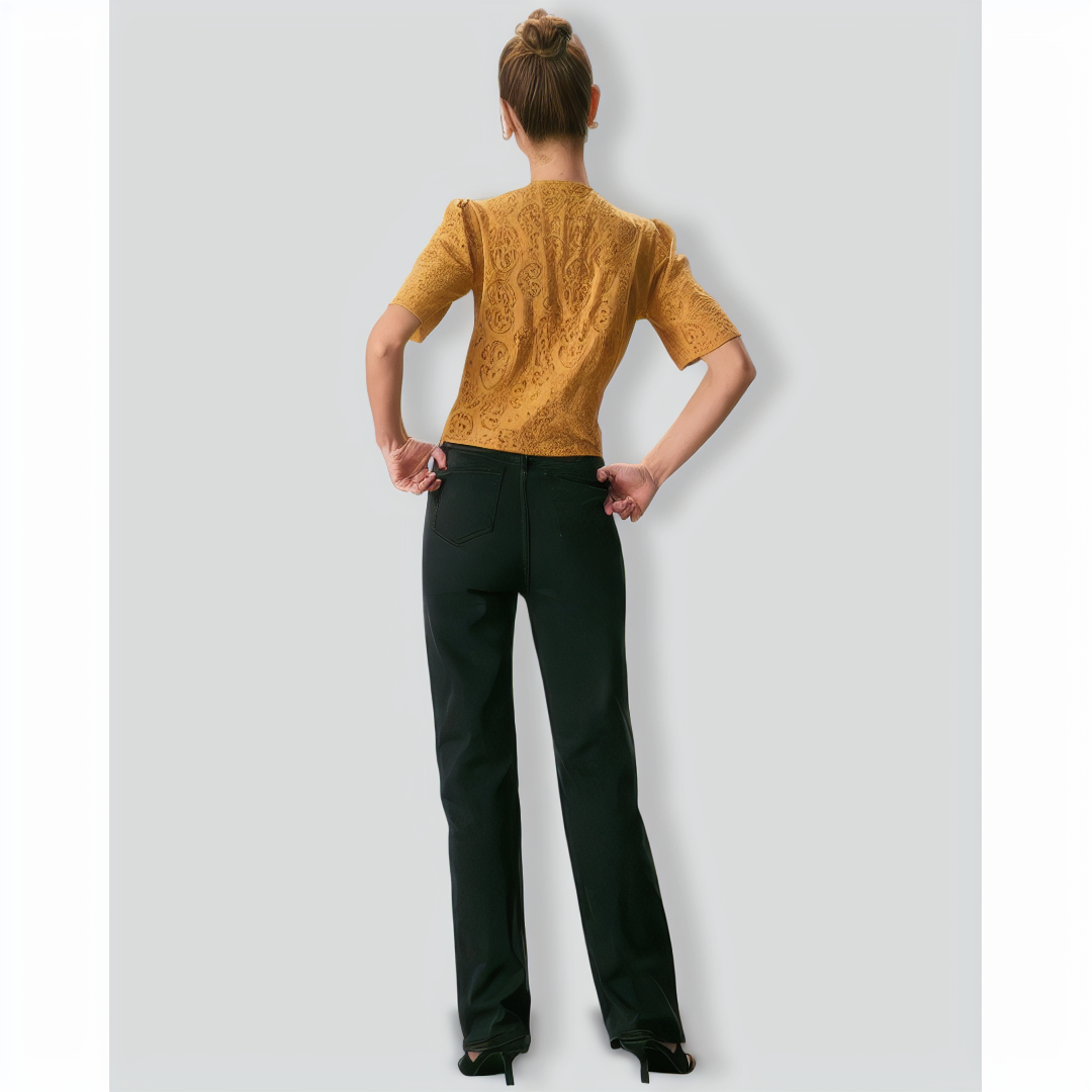 The Yellow V Neck Embroidery Tie Front Tee