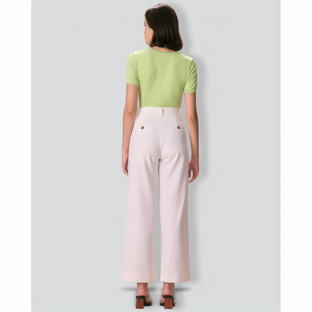 The Green Square Neck Lace Trim Knit Tee