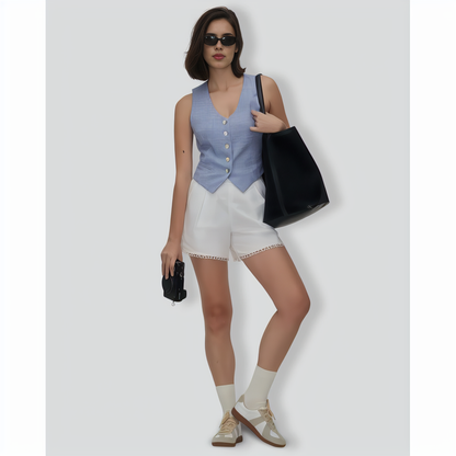 The Blue V-Neck Button Vest