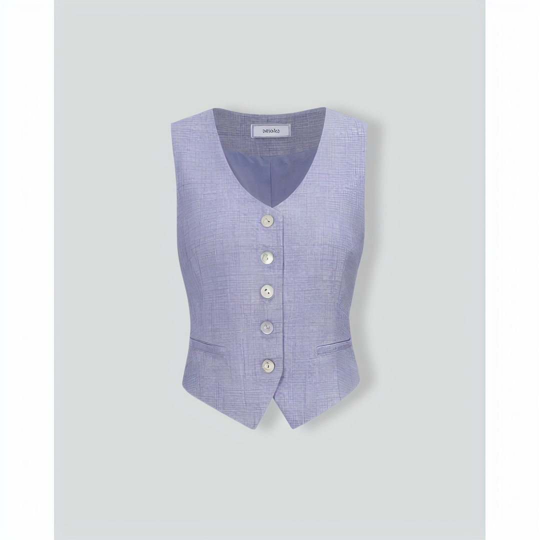The Blue V-Neck Button Vest