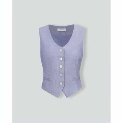 The Blue V-Neck Button Vest