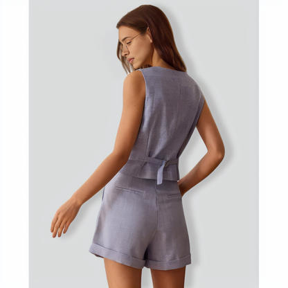 The Blue V-Neck Button Vest