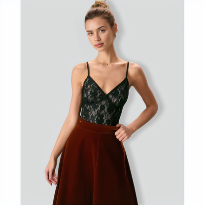 The Black V-Neck Lace Cami Top