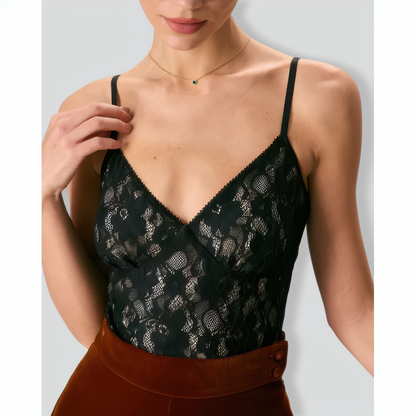 The Black V-Neck Lace Cami Top