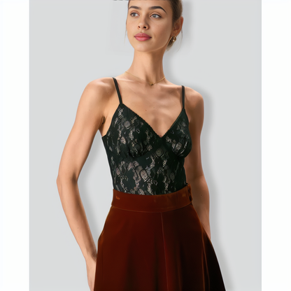The Black V-Neck Lace Cami Top