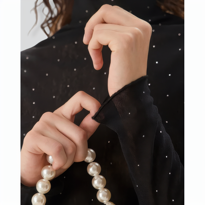 Women's Black Polka Dot See-through Slim Tee