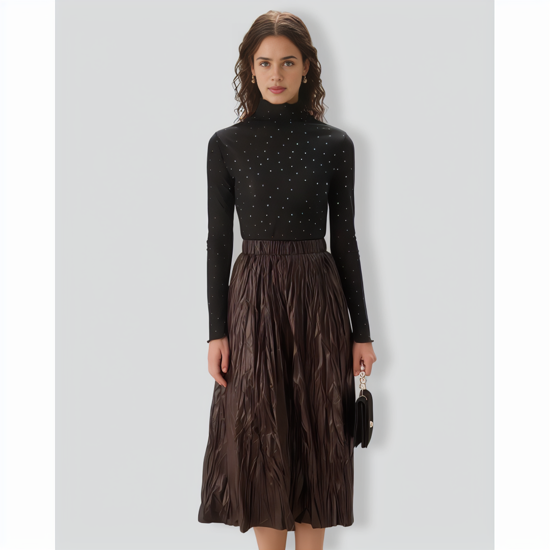 Women's Black Polka Dot See-through Slim Tee