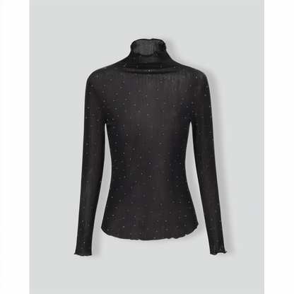 Women's Black Polka Dot See-through Slim Tee