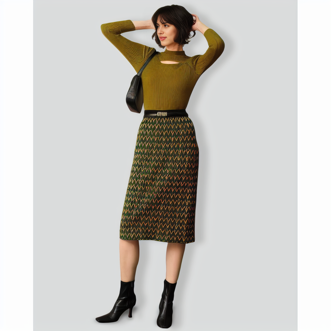 The Green Mock Neck Cut Out Knit Top