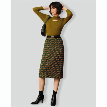 The Green Mock Neck Cut Out Knit Top